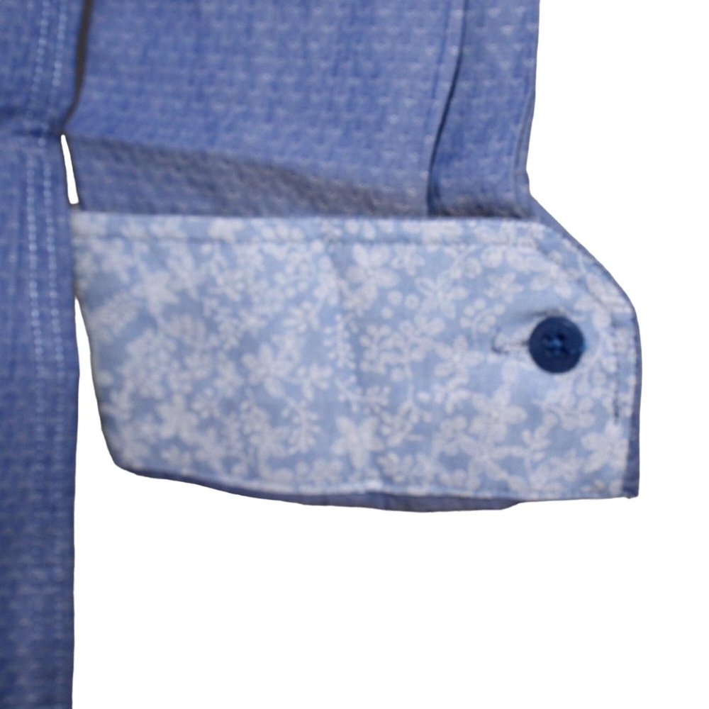 Steel & Jelly London Mens XL Flip Cuff Blue Long Sleeve Casual Dress Shirt - Picture 6 of 9